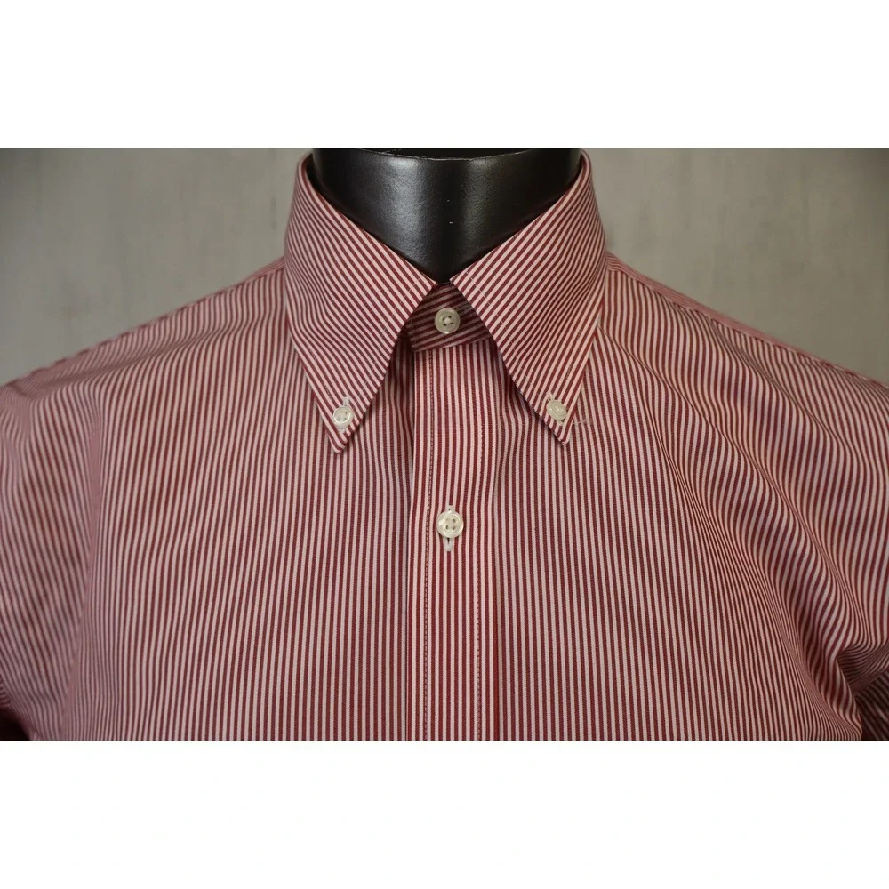Mens Brooks‎ Brothers Dress Shirt Red White Striped Size 16-2/3 1818 Regent New